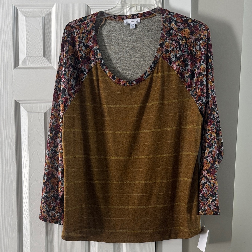 LA Threads Ochre and Floral Long Sleeve Tee